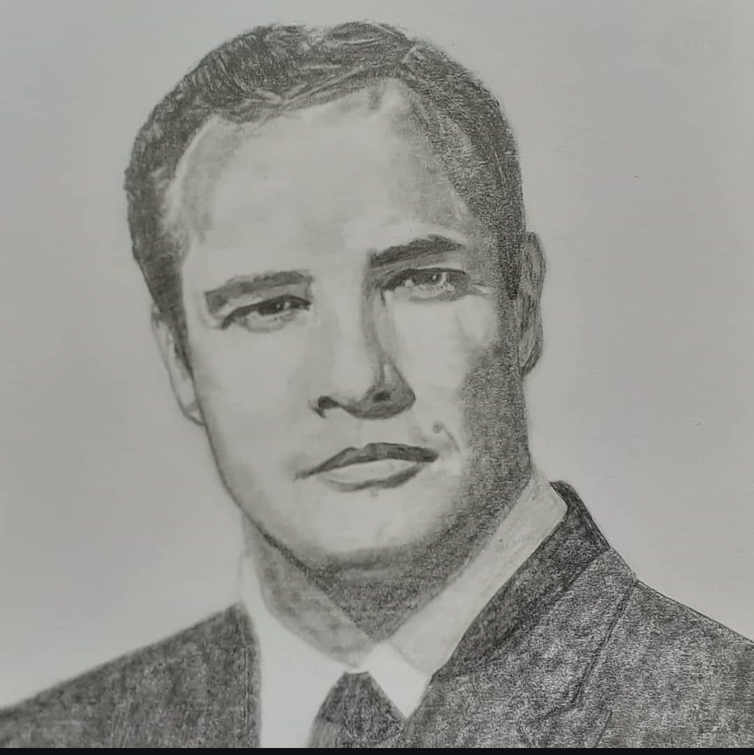 Ejemplo de retrato con técnica mixta